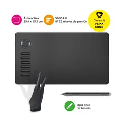 VEIKK - Tableta Gráfica A15 Pro Dial Grey con Guante