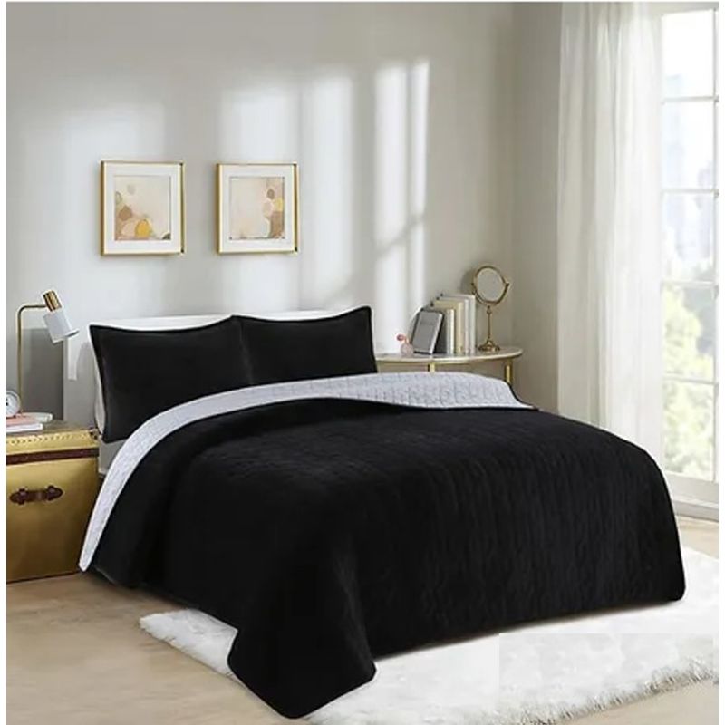GENERICO - COBERTOR PLUSH DELGADO DE VERANO 1.5 PLAZA GS UNICOLOR NEGRO