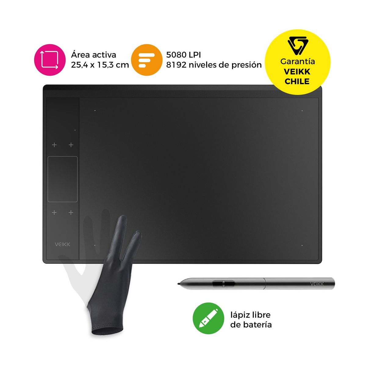 VEIKK - Tableta Gráfica Touch Veikk A30 con Guante
