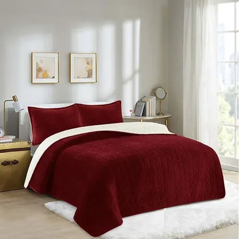 GENERICO - COBERTOR PLUSH DELGADO DE VERANO 1.5 PLAZA GS UNICOLOR BURDEO
