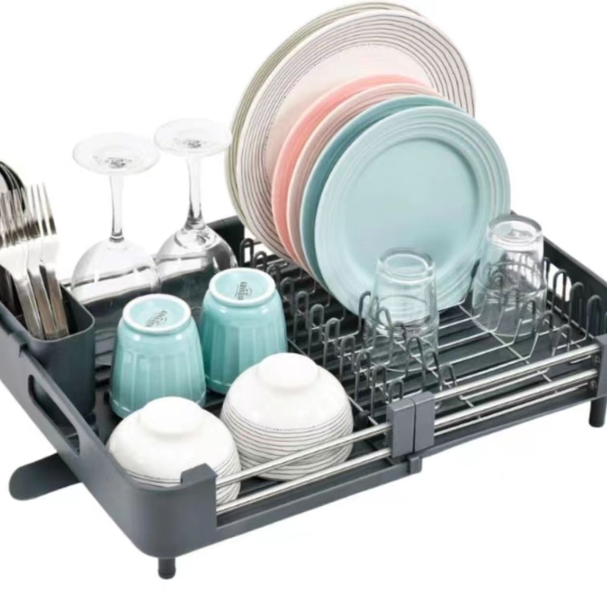 WAKESHOME - Secaplatos Inoxidable Escurridor De Cocina Retractil Con Drenaje