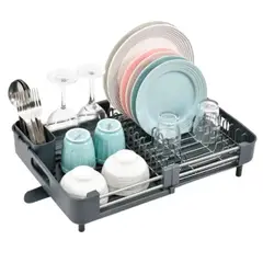 WAKESHOME - Secaplatos Inoxidable Escurridor De Cocina Retractil Con Drenaje