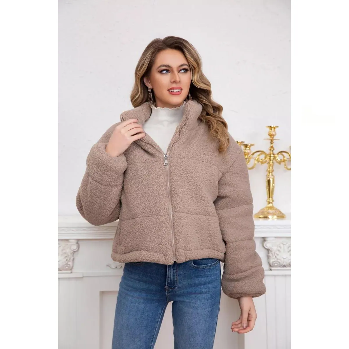 LIKE SHOP - Chaqueta Corderito Mujer Premium Calidad 6093