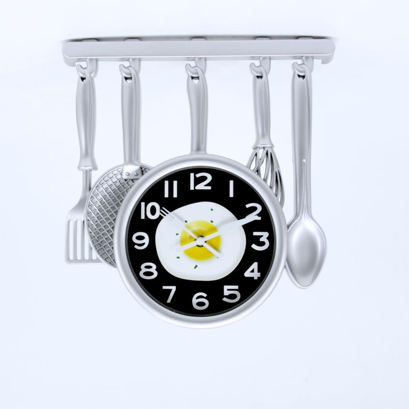 HOMESTAR - Reloj Mural de Cocina con Diseño de Huevo Frito y Utensilios
