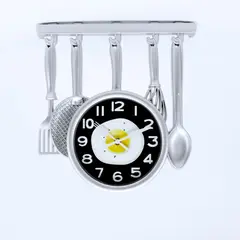 HOMESTAR - Reloj Mural de Cocina con Diseño de Huevo Frito y Utensilios
