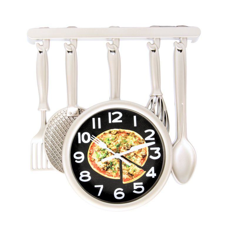 HOMESTAR - Reloj Mural de Cocina con Diseño de Huevo Frito y Utensilios