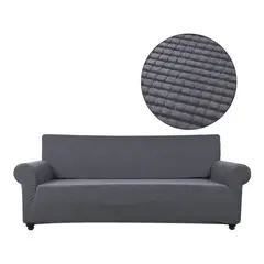 GENERICO - Funda De Sillon Tela Elasticada Cuadrille 3 Cuerpos Sofa - Gris
