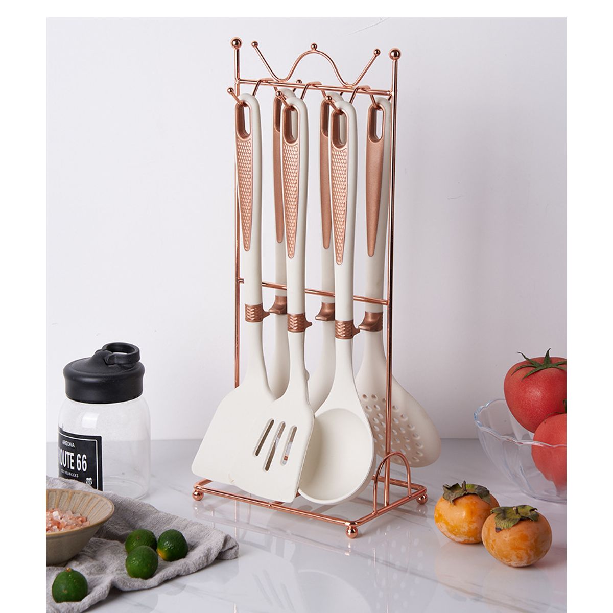 MP - Set Utensilios De Cocina 7 Piezas Con Soporte De Metal