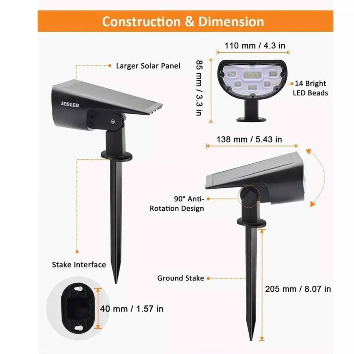 GENERICO - Pack 2 Focos solares inalámbrico 600 lumen