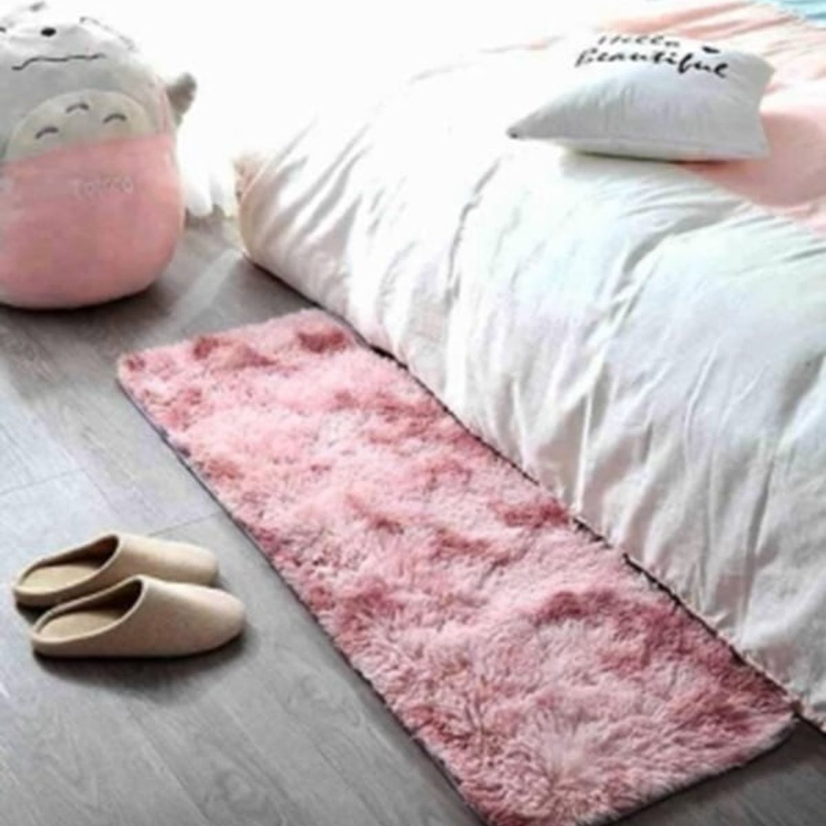 ANGELES DEL HOGAR - Alfombra Peluda Pasillera 200x55cm Lila Jaspeado