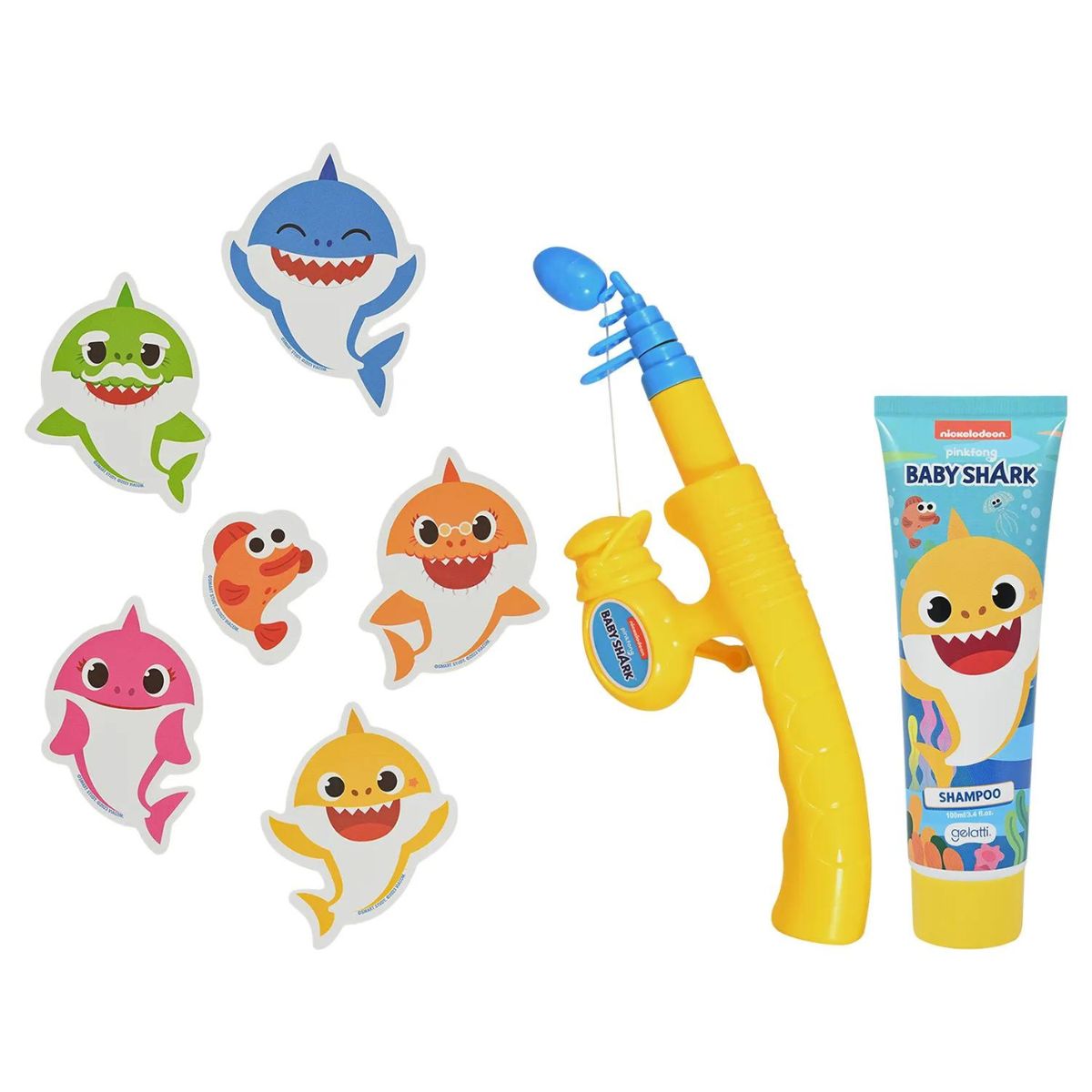 GELATTI - Set de Baño Baby Shark Shampoo + juego de pesca entretenida