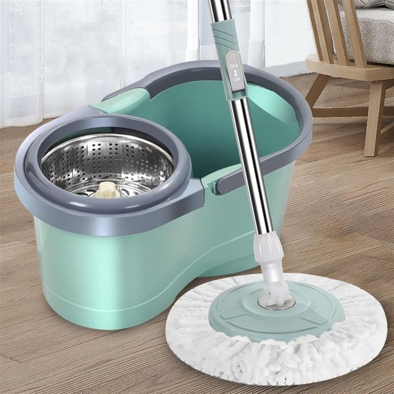 GENERICO - Mopa Trapeador Hogar Tambor Metálico Giratoria 360 Con Paños