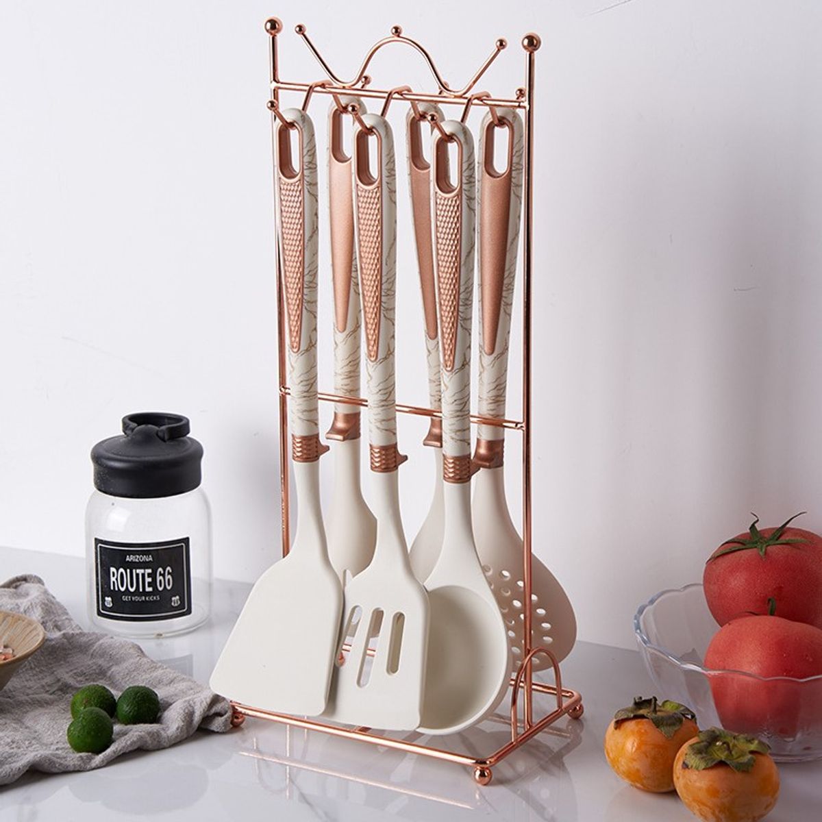 MP - Set Utensilios De Cocina 7 Piezas Con Soporte De Metal