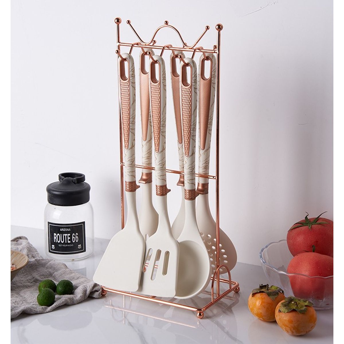 MP - Set Utensilios De Cocina 7 Piezas Con Soporte De Metal