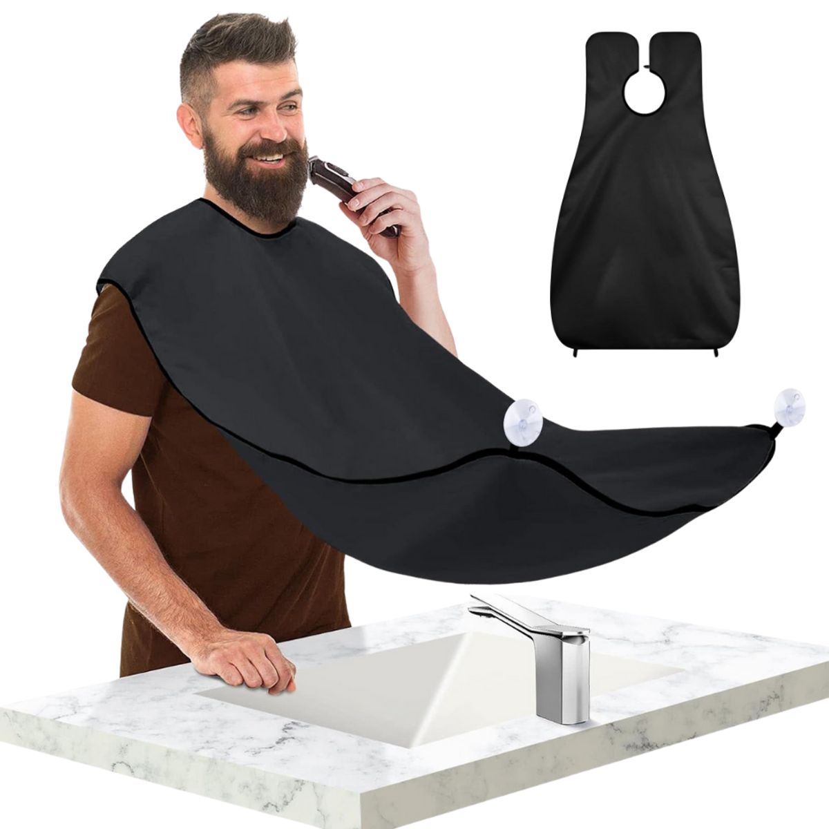 GENERICO - Capa Delantal Para Corte Barba Afeitado Afeitar Negro Liso