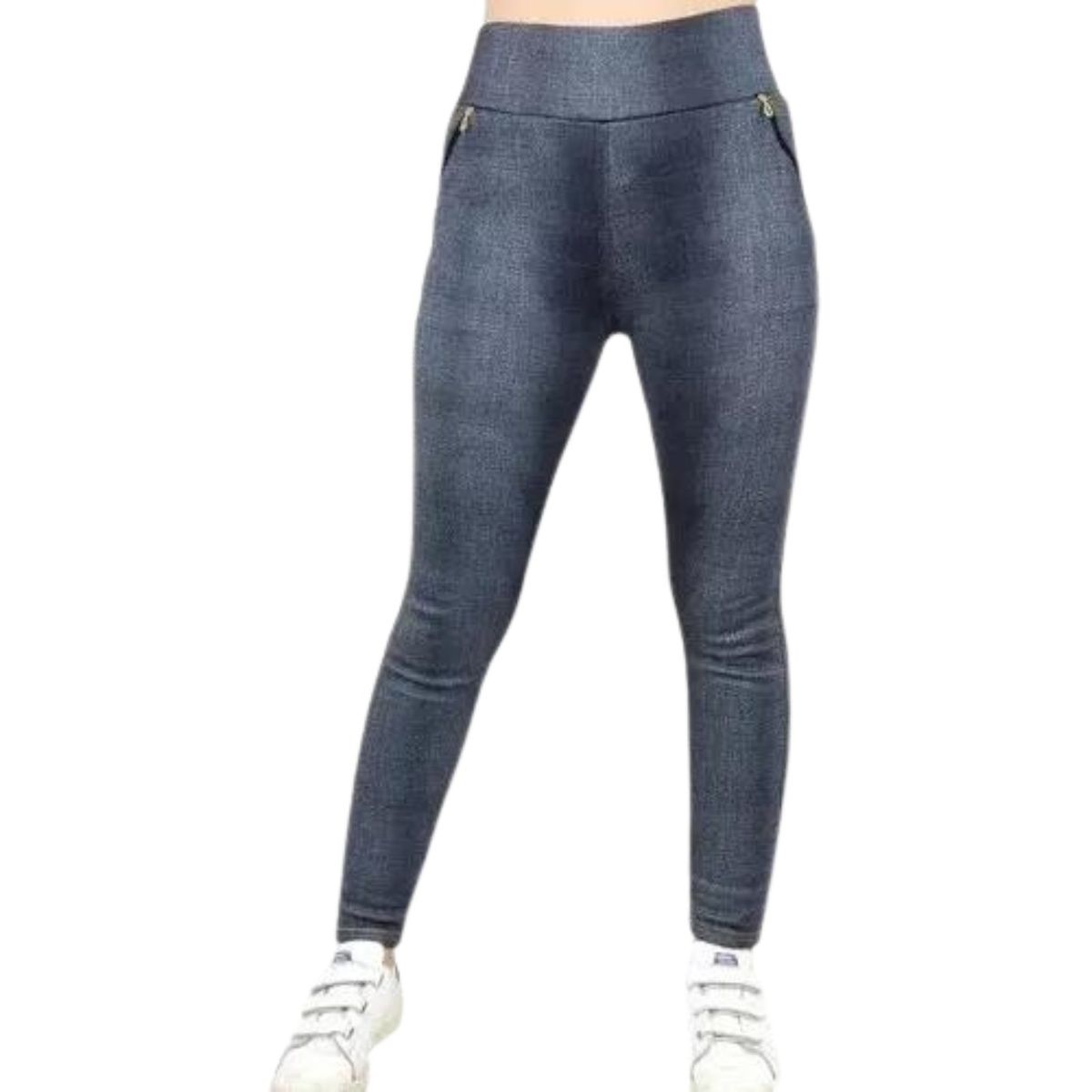 LIKE SHOP - Pantalón Calza Tela Jeans Forro Piel Cierres 338