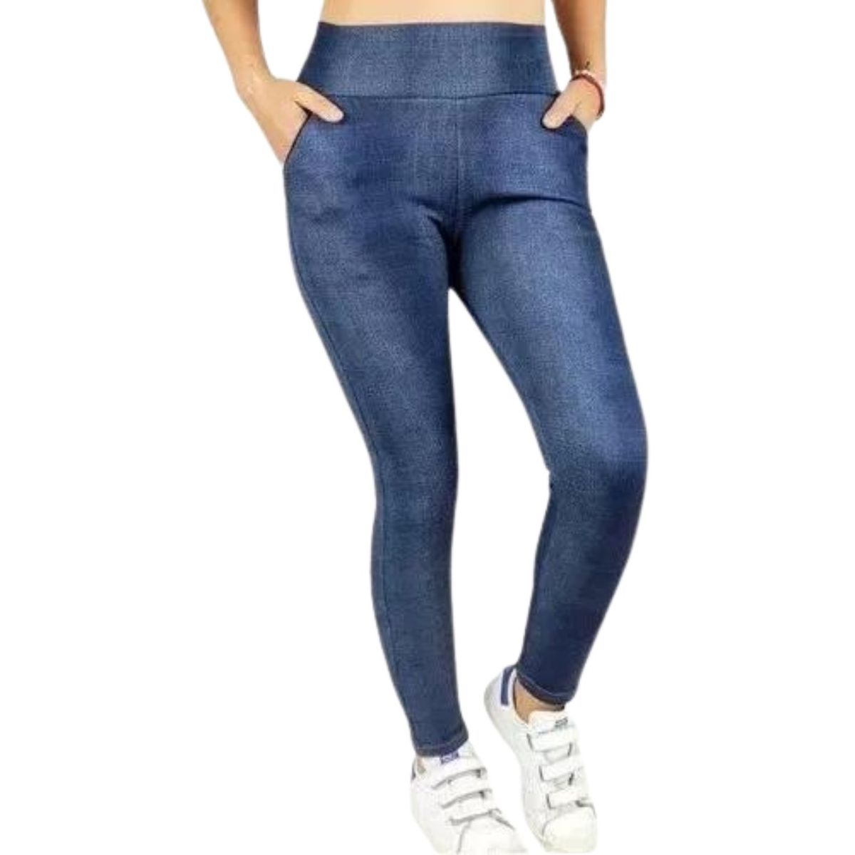 LIKE SHOP - Pantalón Calza Tela Jeans Forro Piel Cierres 338