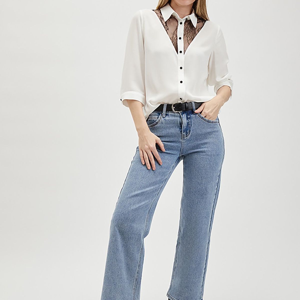 ASH - Blusa Manga Larga Crudo Mujer Ash