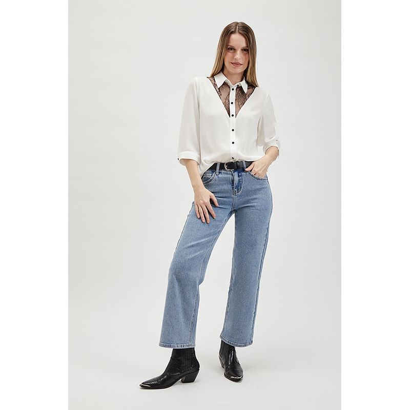 ASH - Blusa Manga Larga Crudo Mujer Ash