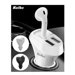GENERICO - Cargador para auto dos puertos usb + audífono bluetooth negro