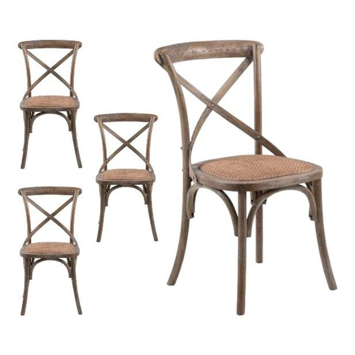 SPAZZIO - Kit 4 sillas Retro albayalde - Café Claro