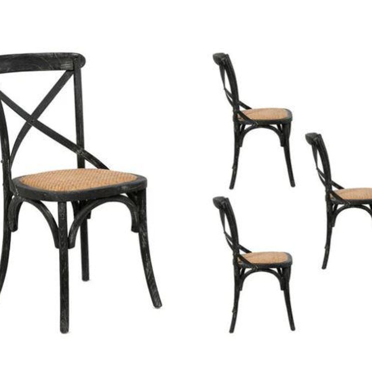 SPAZZIO - Kit 4 sillas Retro negras - Negro