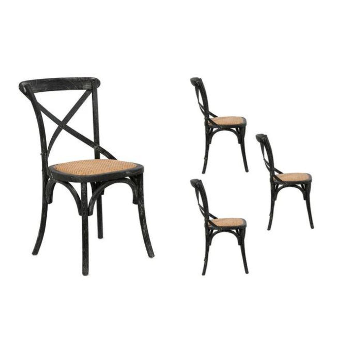 SPAZZIO - Kit 4 sillas Retro negras - Negro