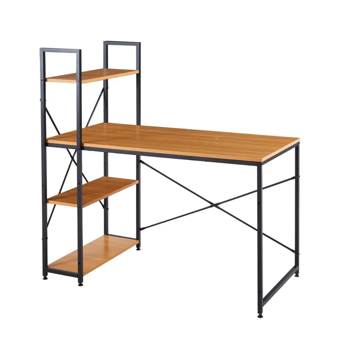 KLIK - Escritorio Industrial Home Office con Repisas Oslo - Madera Clara