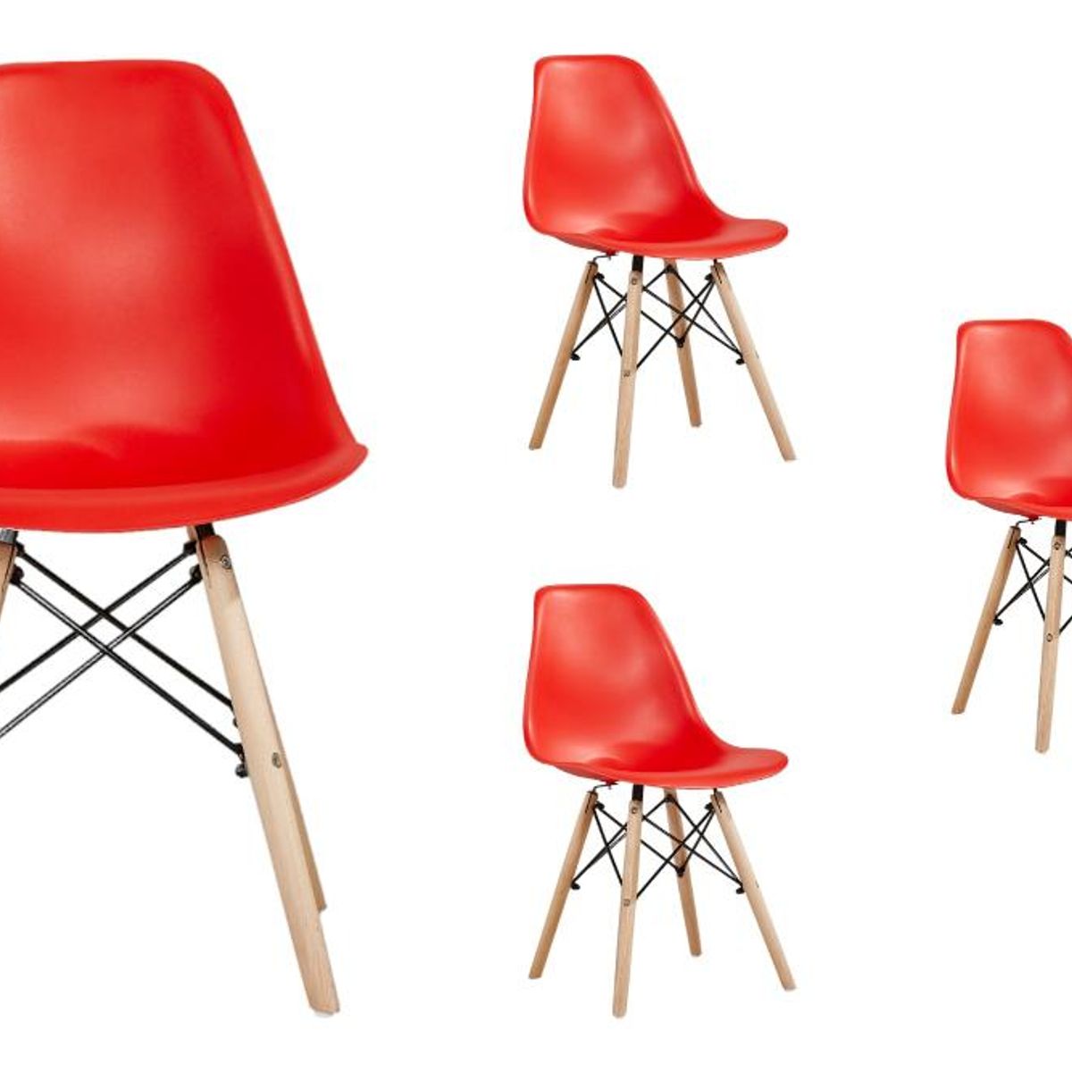 SPAZZIO - Kit 4 sillas Badem rojas