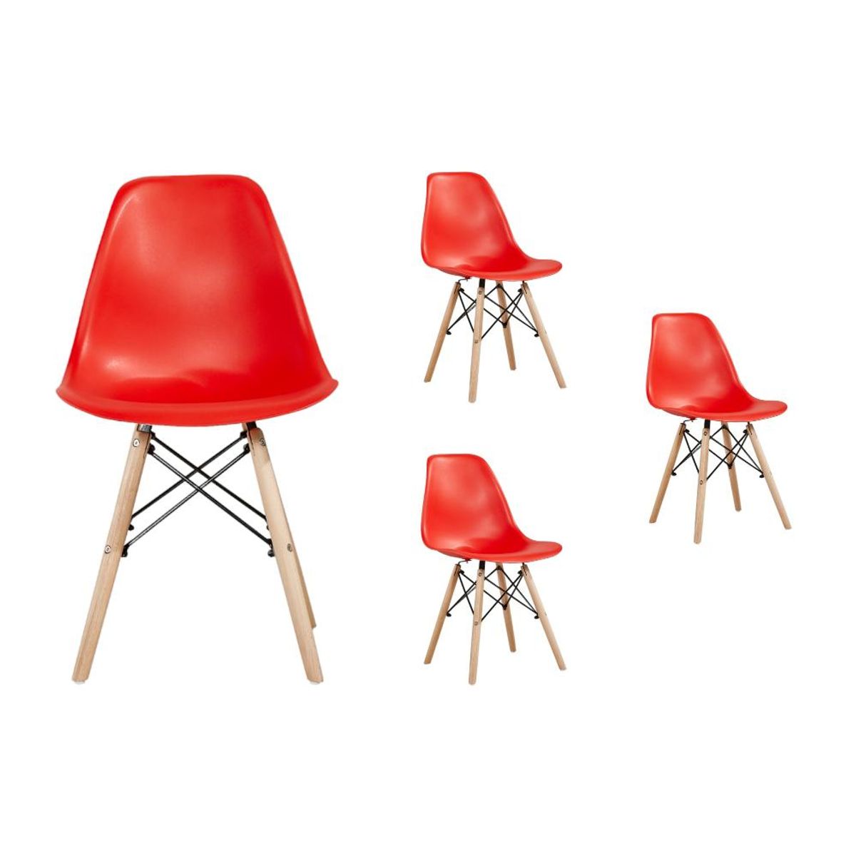 SPAZZIO - Kit 4 sillas Badem rojas