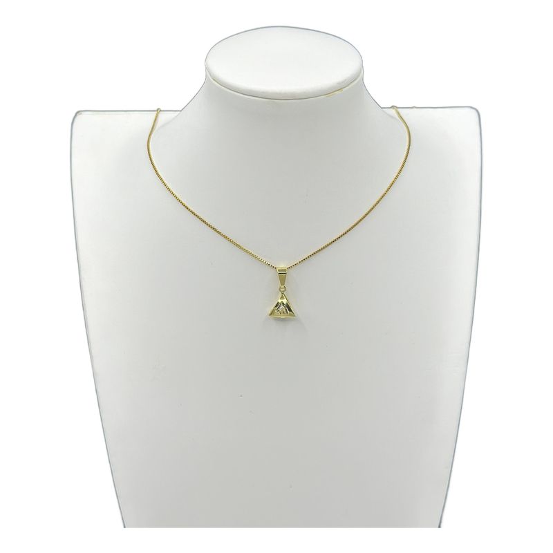 GENERICO - Collar Triangulo Punto De Luz Baño En Oro 18 Kl Mas Caja