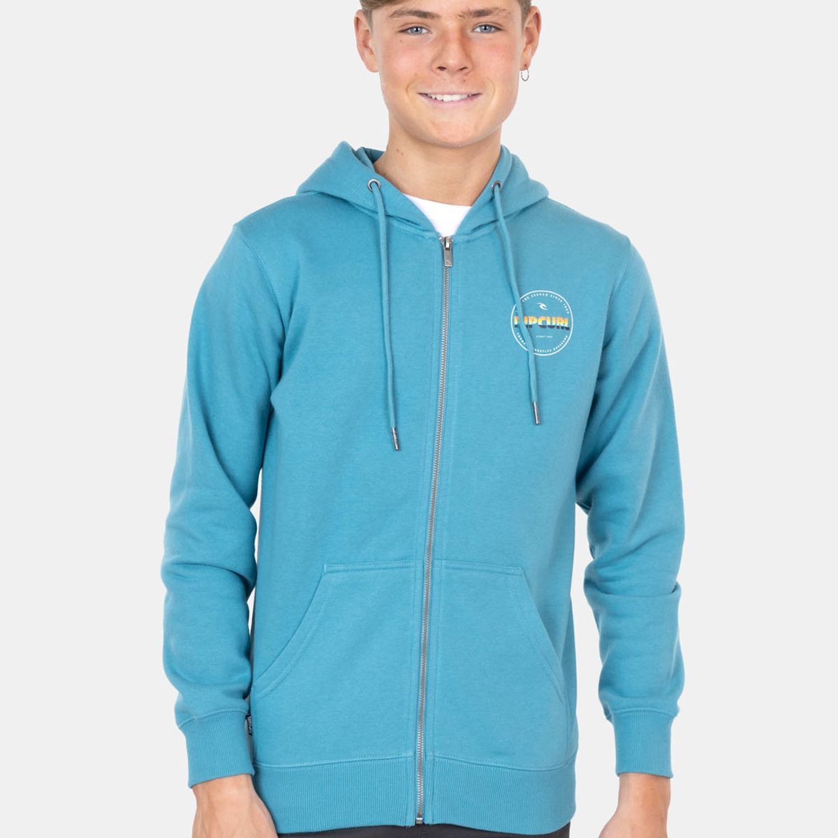 RIP CURL - Poleron FZ Retro Flag  Celeste Infantil Rip Curl