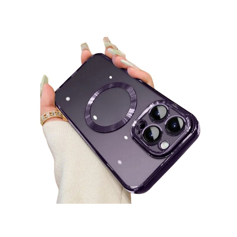 GENERICO - Funda Transparente de lujo con magfase Para Iphone 11 Pro Max Morado