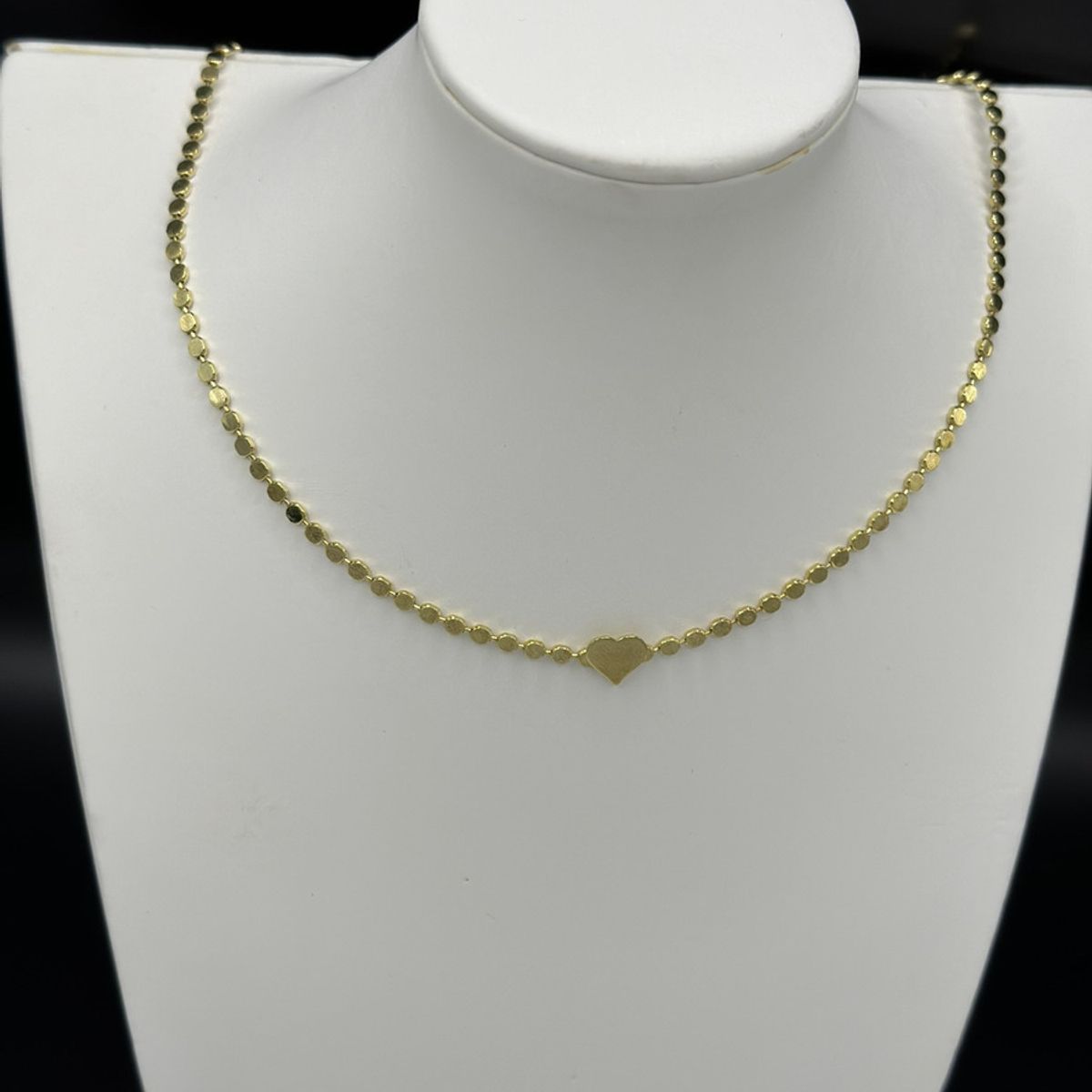 GENERICO - Collar Juvenil Bolitas Corazón Baño Oro 18 Kl + Caja Regalo