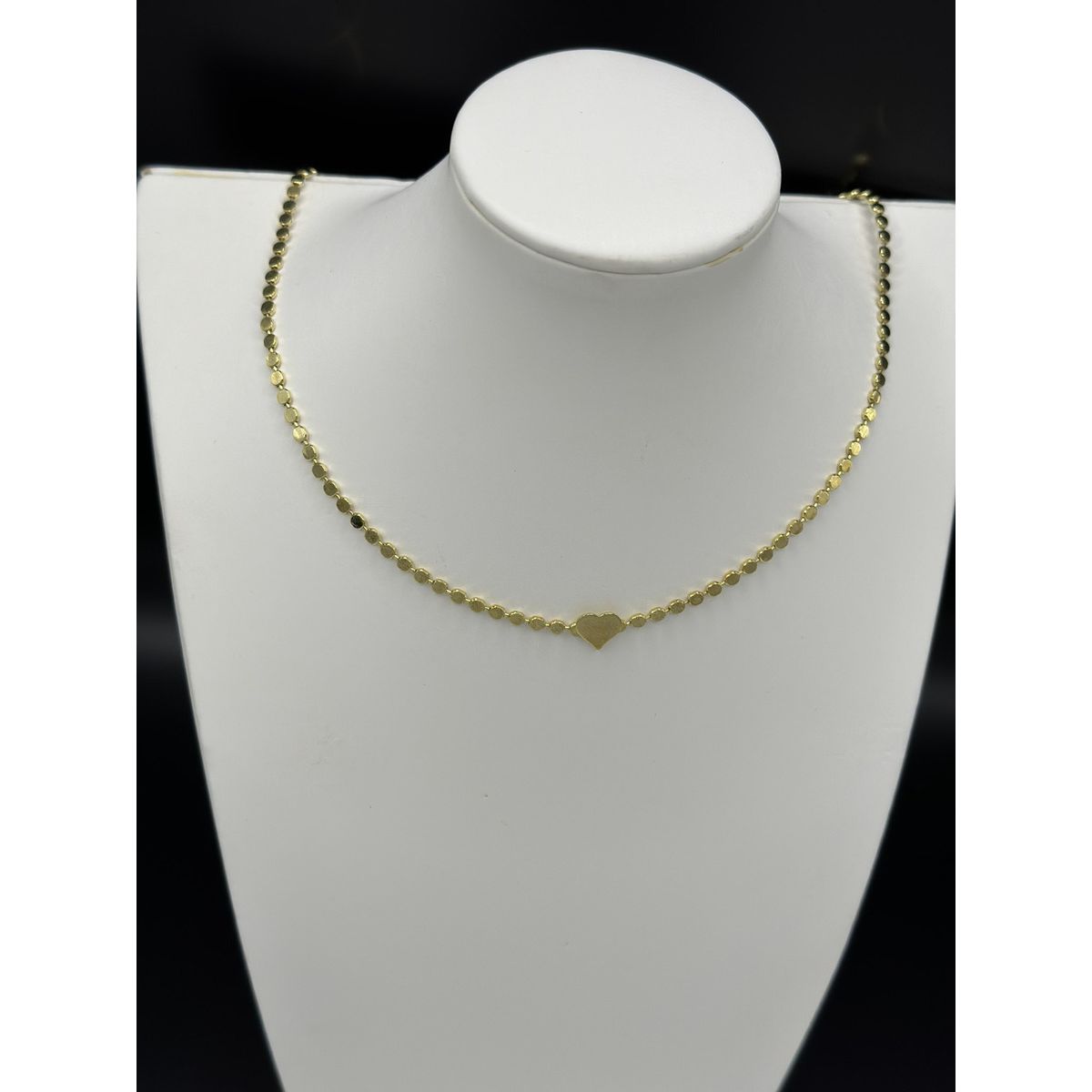 GENERICO - Collar Juvenil Bolitas Corazón Baño Oro 18 Kl + Caja Regalo