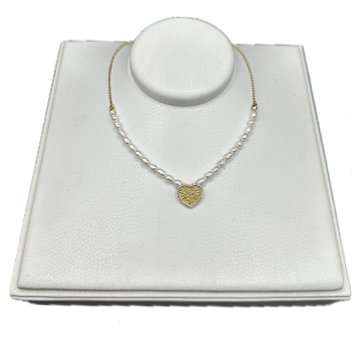 GENERICO - Collar Perlas De Rio Corazon Baño En Oro 18 Kl Caja Regalo