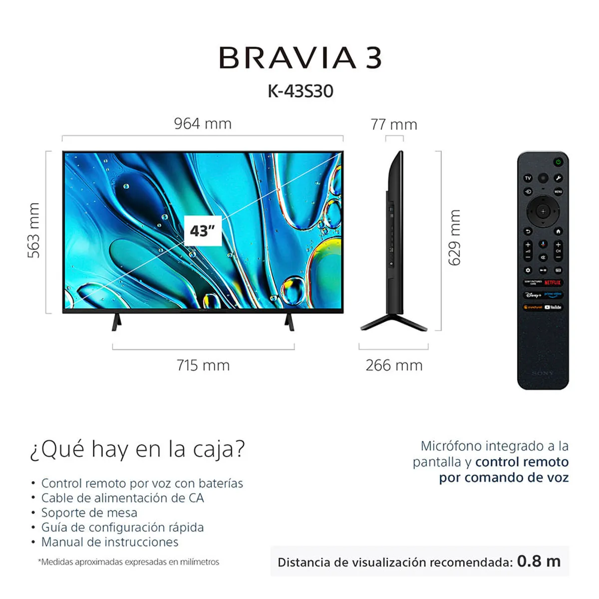 SONY - LED Smart TV 65" Bravia 3 K-65S30 Sony