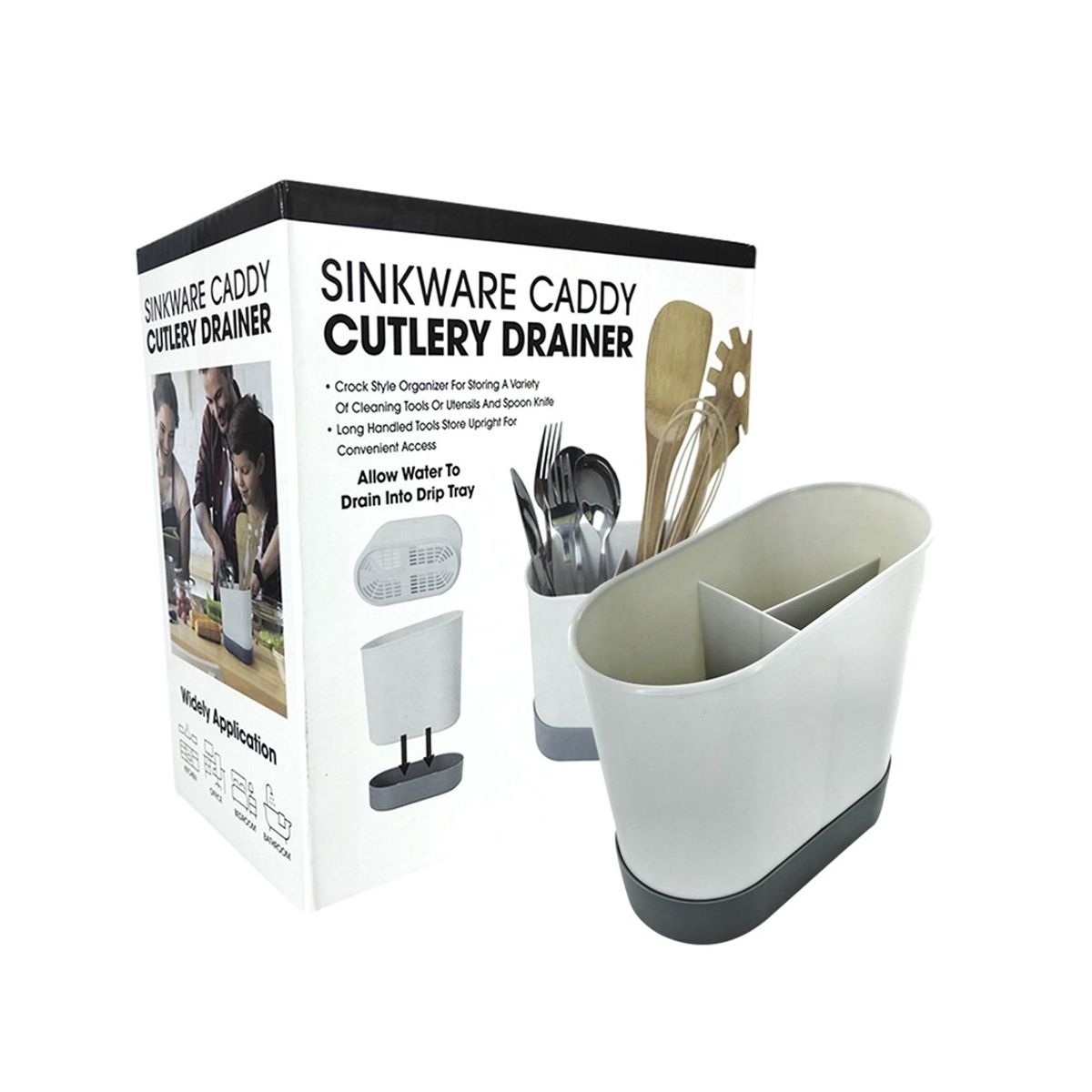 GENERICO - Organizador de Cubiertos con Drenaje de Líquido Multiuso