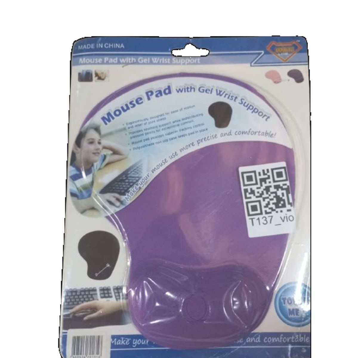 GENERICO - Mouse pad gel ergonomico wrist support morado