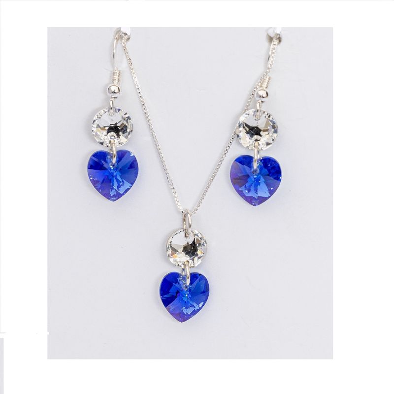 GENERICO - Joyeria Moskatel set doble cristal azul-blanco