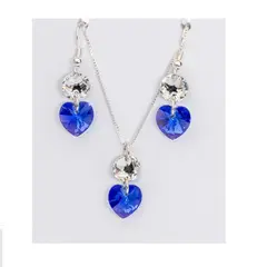 GENERICO - Joyeria Moskatel set doble cristal azul-blanco