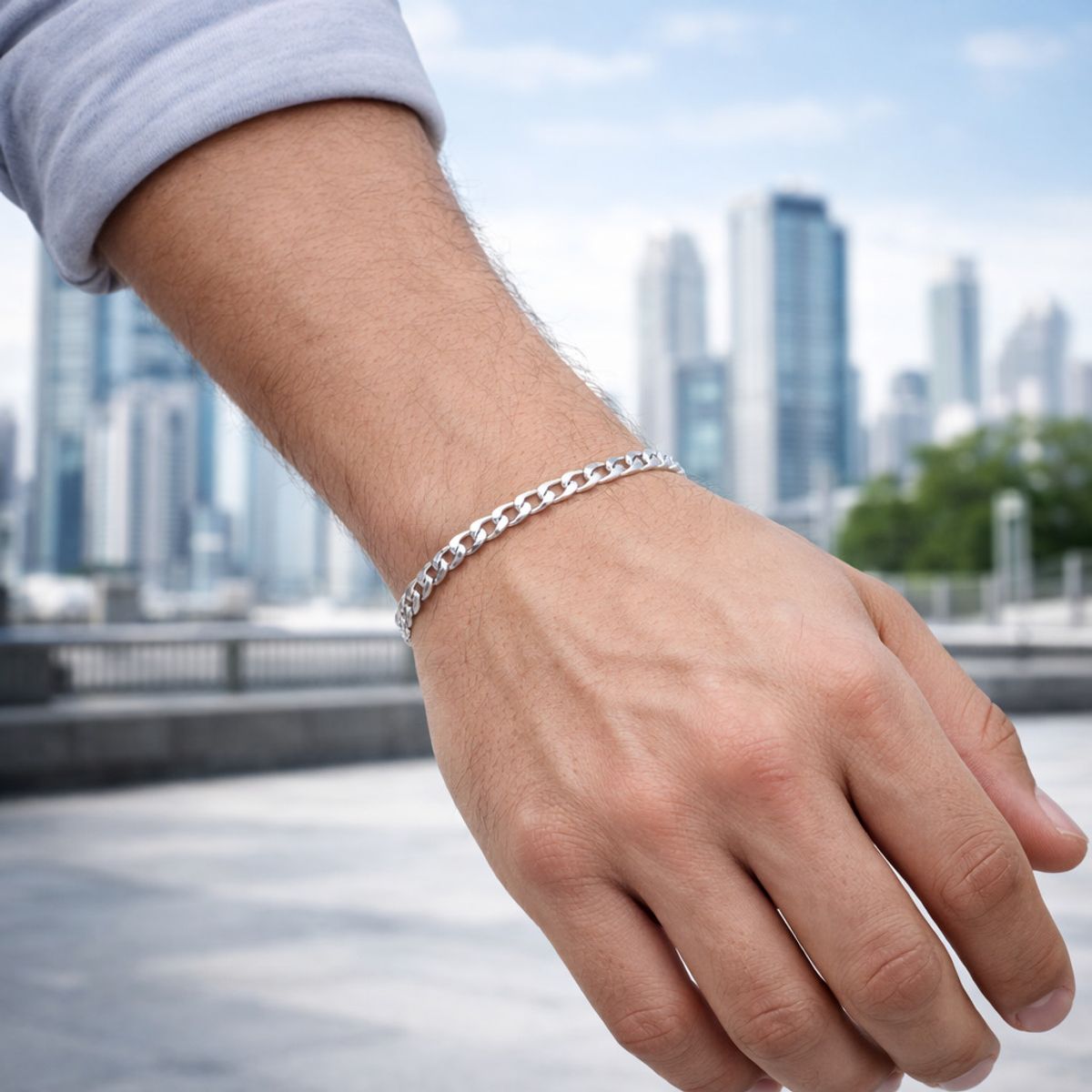 JOYAS MYTOKE - Pulsera Grumet Hombre Juvenil Unisex Plata Fina 925
