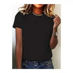 EVERSO - Pack 3 Camiseta Bambú De Manga Corta Para Mujer NEGRO Y BLANCO