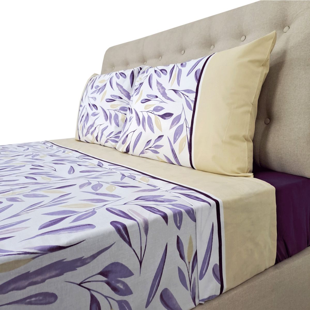 CHANTILLY - Sábanas 144H Estampadas Flores De Invierno Moradas King CHANTILLY