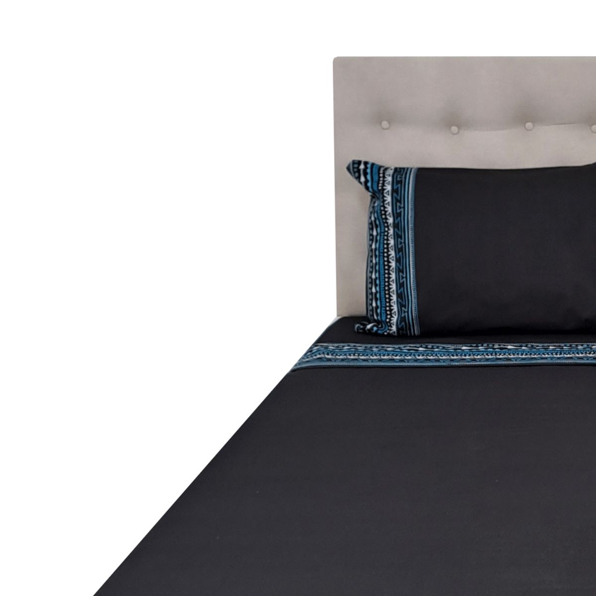 CHANTILLY - Sábanas 144H Estampadas Grecas Azules King CHANTILLY