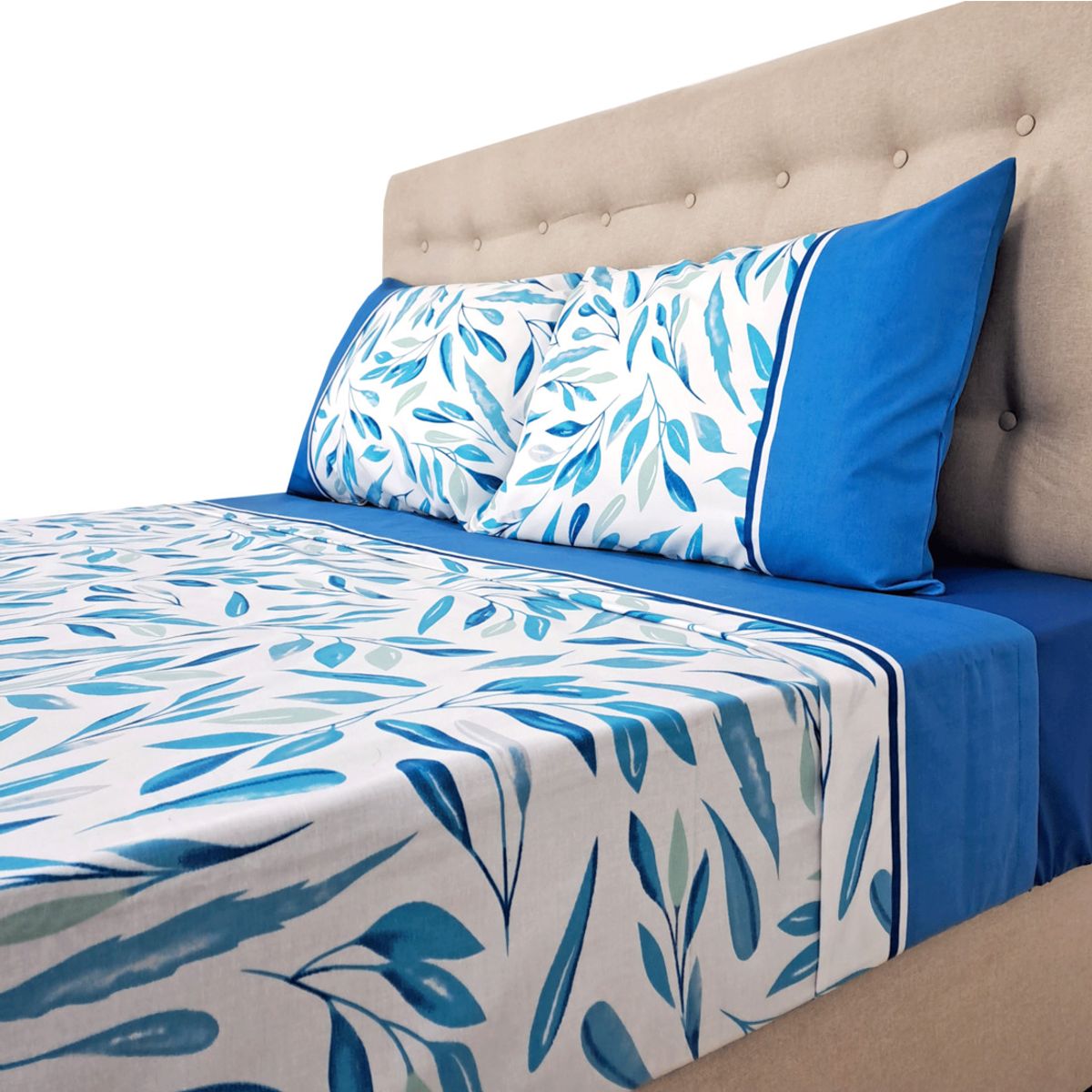 CHANTILLY - Sábanas 144H Estampadas Flores De Invierno Azules King CHANTILLY