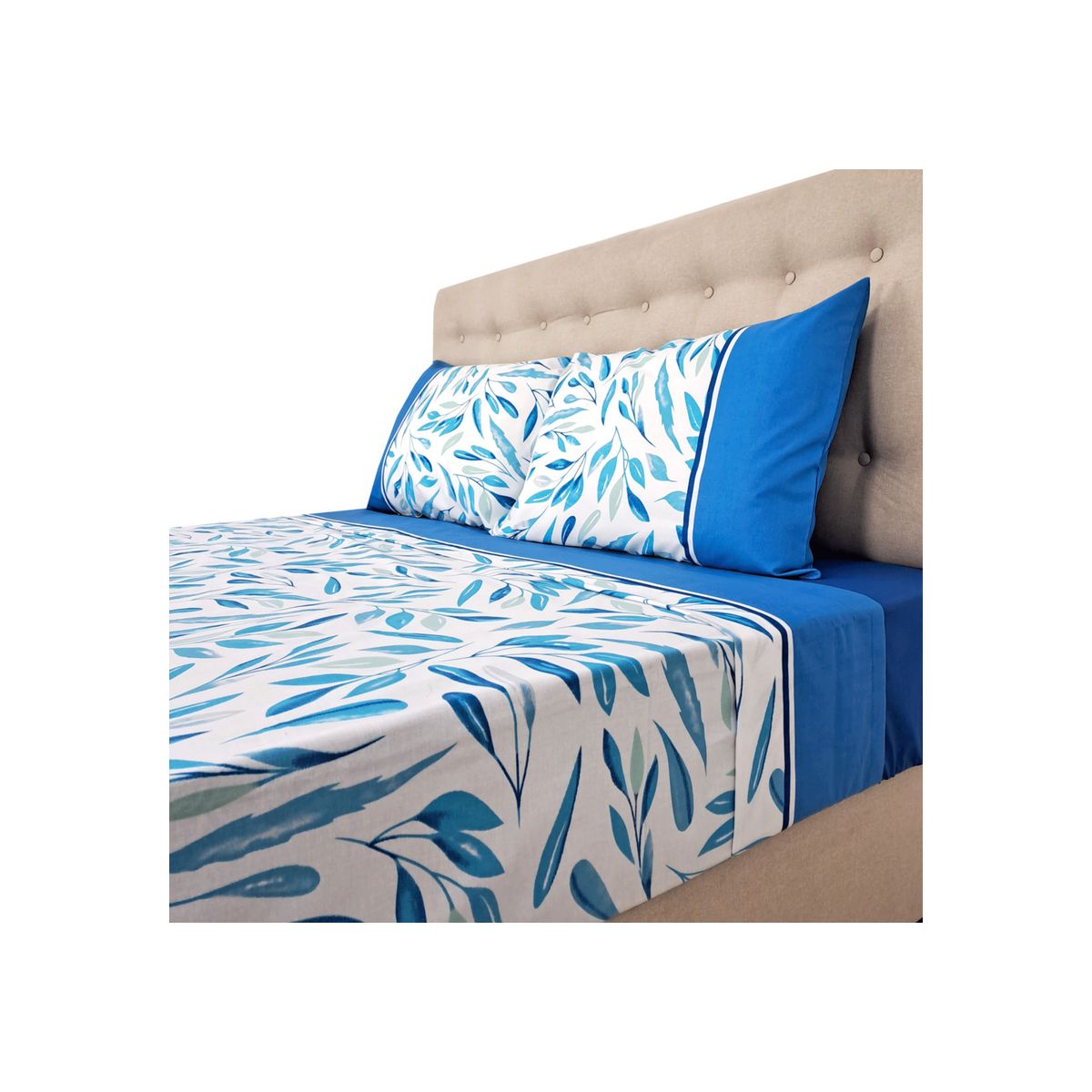 CHANTILLY - Sábanas 144H Estampadas Flores De Invierno Azules King CHANTILLY