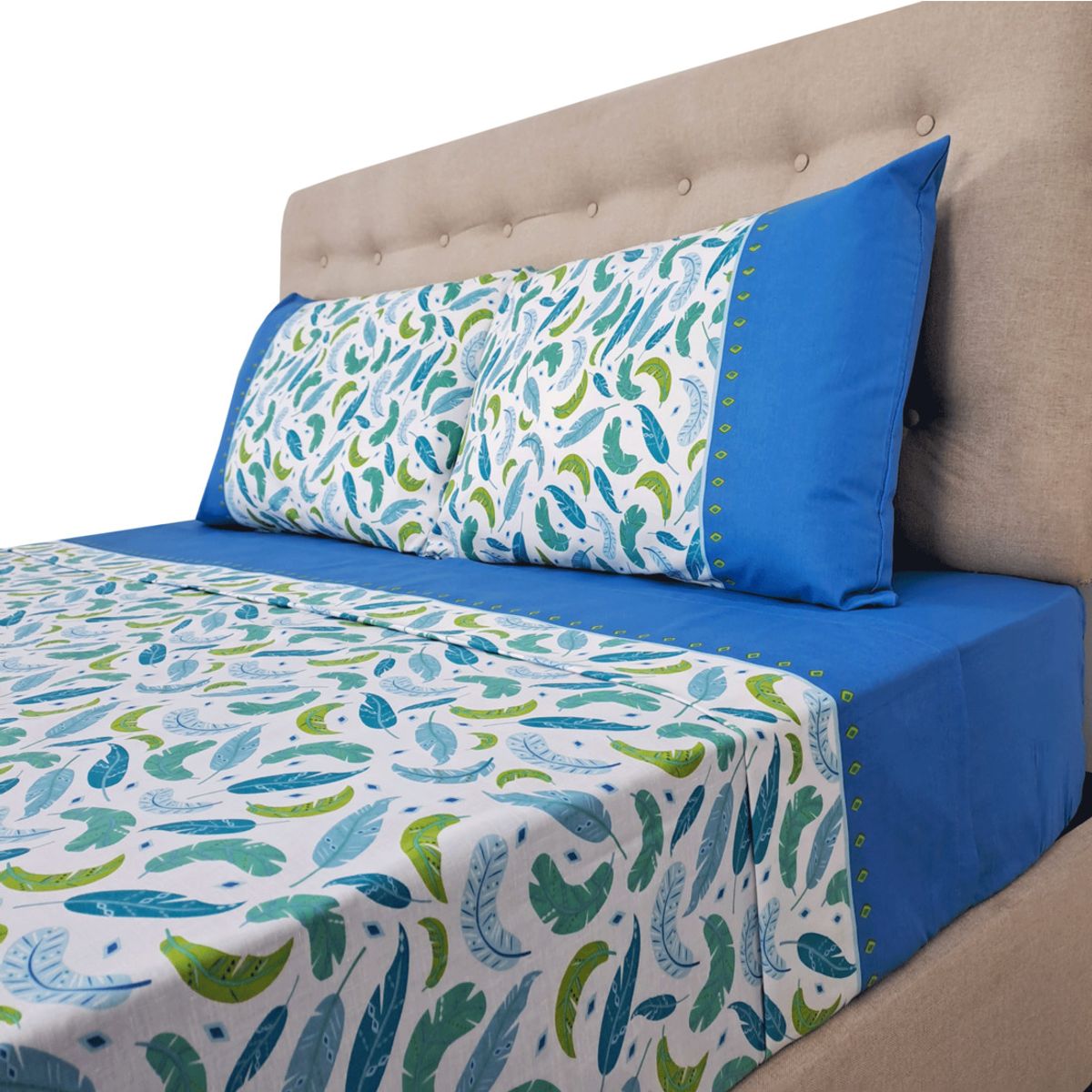 CHANTILLY - Sábanas 144H Estampadas Plumas Frias King CHANTILLY