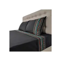 CHANTILLY - Sábanas 144H Estampadas Grecas Multicolor 2 Plazas