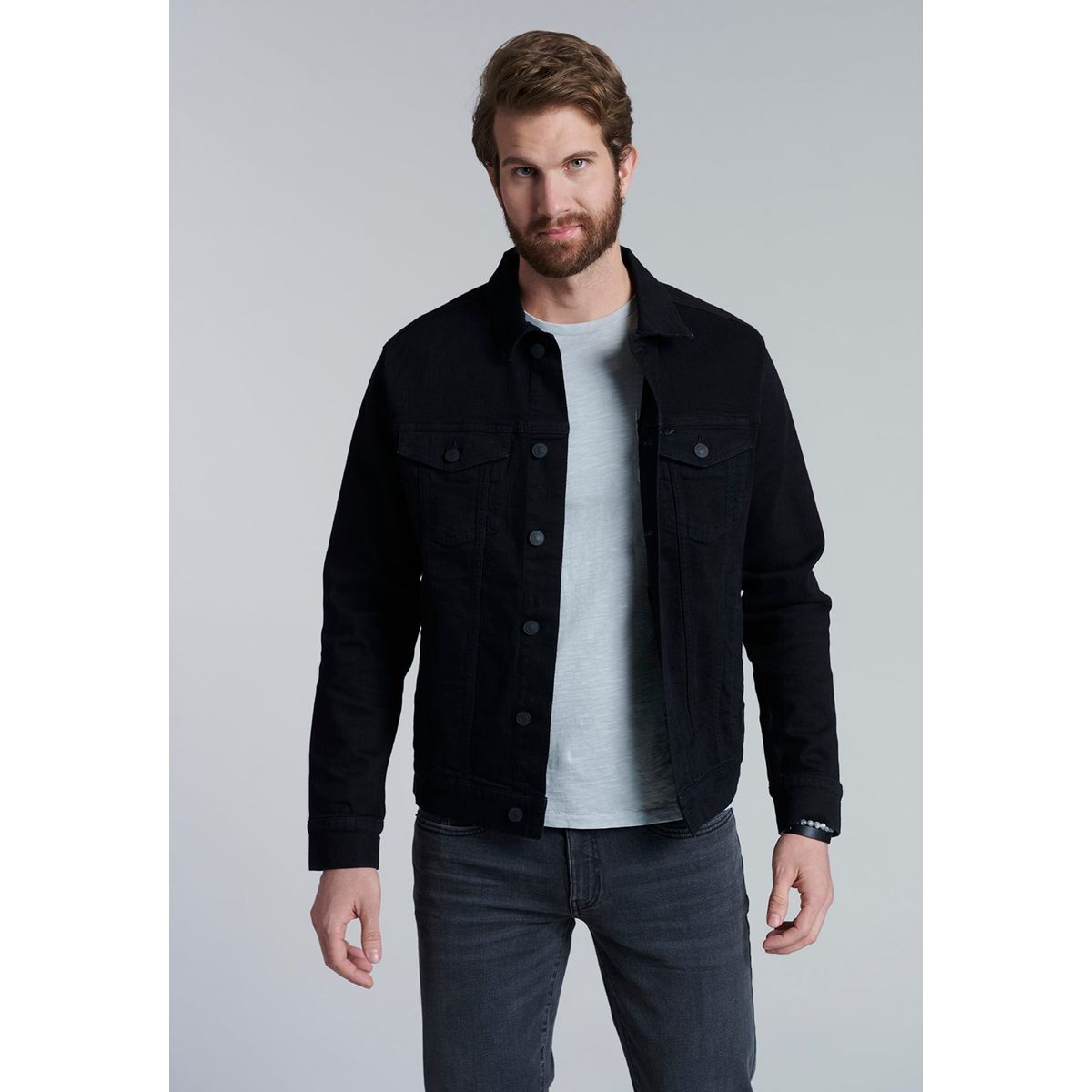 FEROUCH - Chaqueta Denim Básica Negro Ferouch